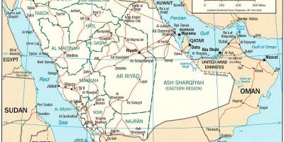 Карта на Саудитска Арабия политически