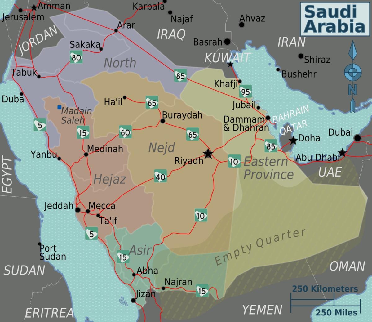 KSA картата с градовете
