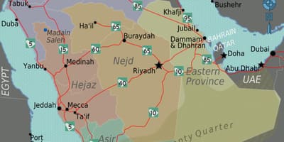 KSA картата с градовете