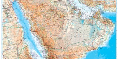 Карта на Саудитска Арабия топографическая